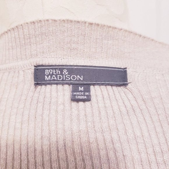 89th & Madison Beige Gray‎ Open Cardigan Women's Size Medium - Picture 3 of 5